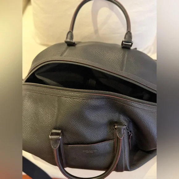 Coach Black Leather Trekker Bag 52 With Red Trim - Picture 7 of 11